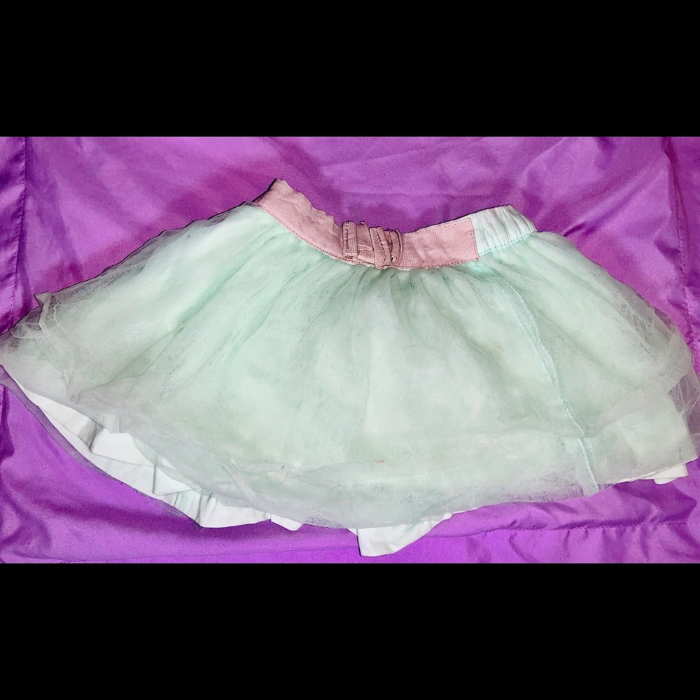 Tulle teal skirt silver bow
